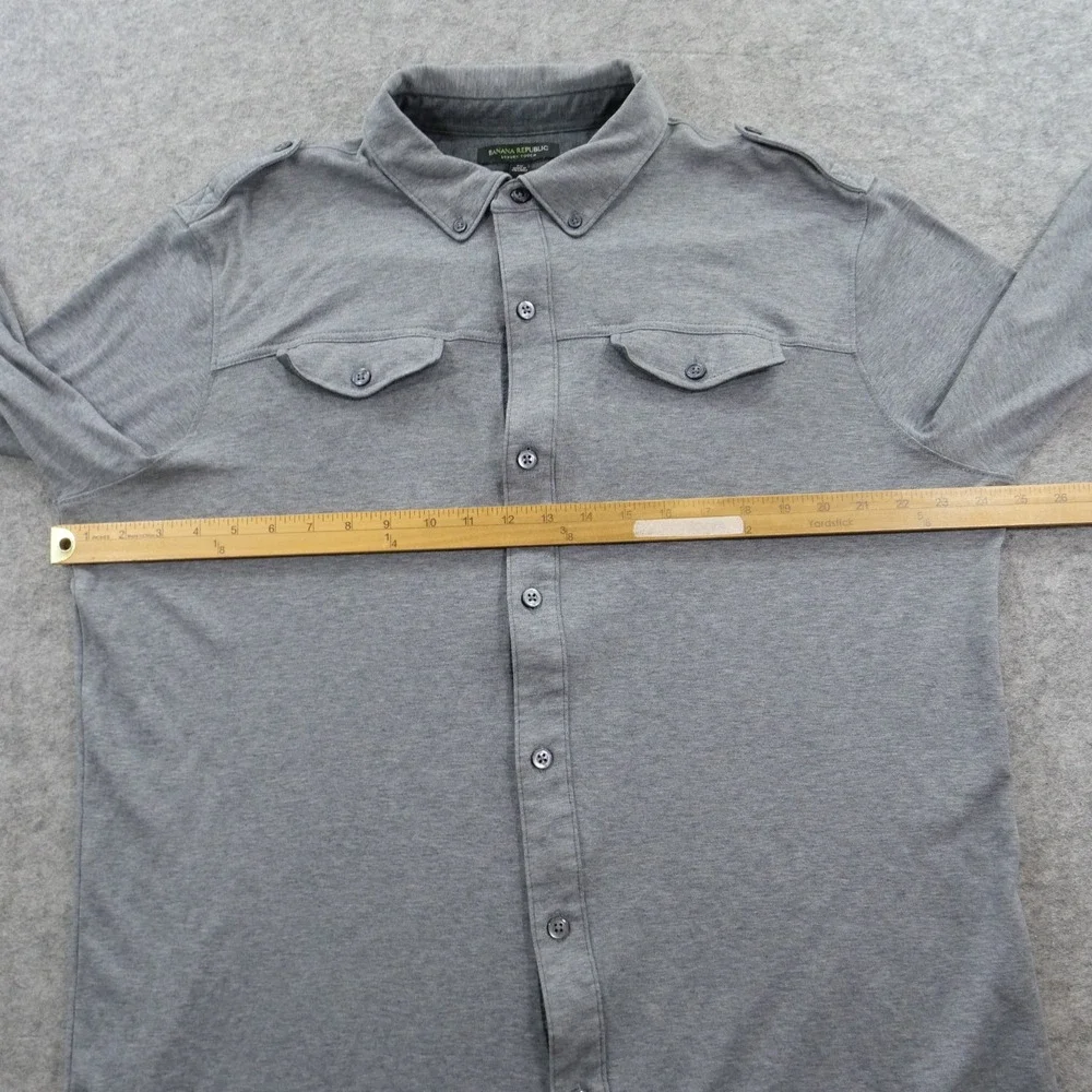 Banana Republic Shirt Mens Extra Large Gray Button Luxury Touch Long Sleeve